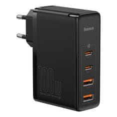 BASEUS GaN2 Pro omrežni polnilnik, 2x USB + 2x USB-C, 100 W, EU (črn)
