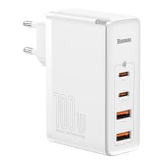 BASEUS GaN2 Pro omrežni polnilnik, 2x USB + 2x USB-C, 100 W, EU (bela)