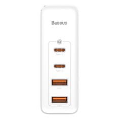 BASEUS GaN2 Pro omrežni polnilnik, 2x USB + 2x USB-C, 100 W, EU (bela)