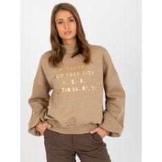 Ex moda Ženski pulover s potiskom in želvo DORIS temno bež EM-BL-643.39X_391808 L-XL