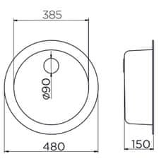 WEREO Venera C480 inox okroglo pomivalno korito, s sifonom, za omarico od 50 cm