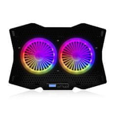 Modecom MC-CF18 RGB hladilna podloga za prenosne računalnike do 18", 2 ventilatorja, RGB LED osvetlitev, črna