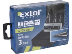 Extol Craft Svedri stopil, nastavljeno 3ks, O 4-12/1mm, O 4-20/2mm, O 4-32/2mm