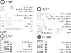 Extol Craft Vtična glava, nastavljeno 94ks, 1/4", 1/2"