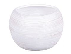 Pokrov za cvetlični lonec MANES STRIP keramika bela žarjena d11x11cm