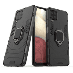 slomart ring armor case kickstand tough rugged cover za samsung galaxy a12 / galaxy m12 črn