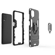 slomart ring armor case kickstand tough rugged cover za samsung galaxy a12 / galaxy m12 črn