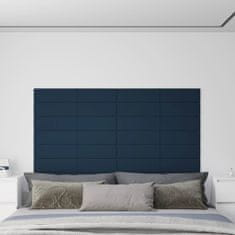 Vidaxl Stenski paneli 12 kosov modra 90x15 cm žamet 1,62 m²