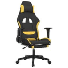 Vidaxl Gaming stol z oporo za noge črno in rumeno blago