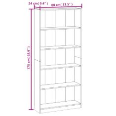 Vidaxl Knjižna omara 5-nadstropna siva sonoma 80x24x175 cm inžen. les