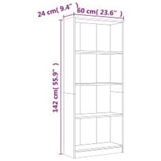 Vidaxl Knjižna omara 4-nadstropna siva sonoma 60x24x142 cm inžen. les