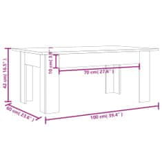 Vidaxl Klubska mizica siva sonoma 100x60x42 cm inženirski les