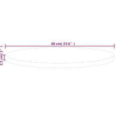 Vidaxl Okrogla mizna plošča Ø60x2,5 cm neobdelana trdna hrastovina