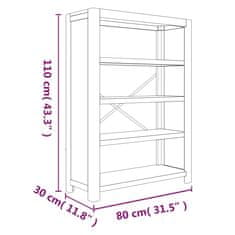 Vidaxl Knjižna omara 4-nadstropna 80x30x110 cm trden akacijev les