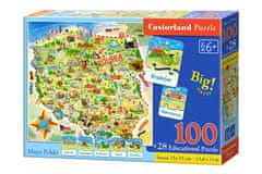 JOKOMISIADA Castorland Zemljevid Poljske 100 el in kviz Puzzle CA0010