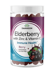 Swanson Elderberry Gummimes, Bezeg z vitaminom C in cinkom, 60 gumijev