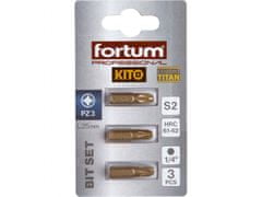 Fortum Križna točka pozidriv, nastavljeno 3ks, PZ 3x25mm,titan. prilagajanje, S2