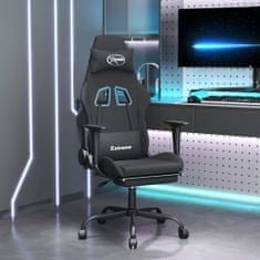 Vidaxl Gaming stol z oporo za noge črno blago