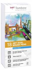 Tombow Dvostranski marker s čopičem ABT - Osnovne barve 18 kosov