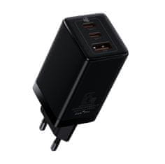 BASEUS GaN3 Pro omrežni polnilnik, 2xUSB-C + USB, 65 W (črn)