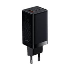 BASEUS GaN3 Pro omrežni polnilnik, 2xUSB-C + USB, 65 W (črn)
