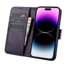 iCARER 2v1 usnjen ovitek s flip pokrovom iPhone 14 Pro Anti-RFID Wallet Case temno vijolične barve