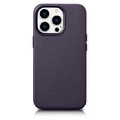 iCARER case leather cover, torbica iz pravega usnja za iphone 14 pro, temno vijolična (wmi14220706-dp) (združljivo z magsafe)