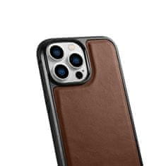 iCARER Ovitek iz pravega usnja za iPhone 14 Pro Leather Oil Wax dark brown