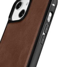 iCARER Ovitek iz pravega usnja za iPhone 14 Pro Leather Oil Wax dark brown