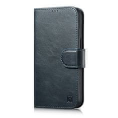 iCARER Usnjeno ohišje 2-v-1 s prevleko Flip Cover iPhone 14 Pro Anti-RFID Oil Wax Wallet Case blue
