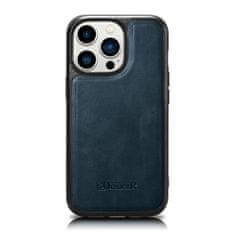 iCARER Ovitek iz naravnega usnja za iPhone 14 Pro Leather Oil Wax navy blue