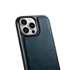 iCARER Ovitek iz naravnega usnja za iPhone 14 Pro Leather Oil Wax navy blue