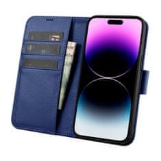 iCARER 2v1 usnjen ovitek s prevleko za iPhone 14 Pro Max Anti-RFID Wallet Case blue