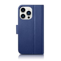 iCARER 2v1 usnjen ovitek s prevleko za iPhone 14 Pro Max Anti-RFID Wallet Case blue