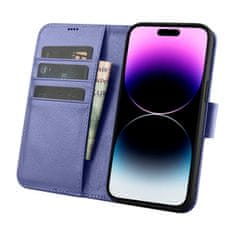iCARER 2v1 usnjen ovitek s flip pokrovom iPhone 14 Pro Anti-RFID Wallet Case svetlo vijolična