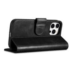 iCARER Usnjeno ohišje 2-v-1 s prevleko Flip Cover iPhone 14 Pro Anti-RFID Oil Wax Wallet Case Black