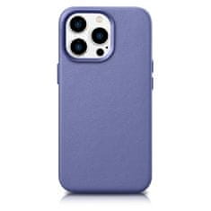 iCARER Ohišje iz naravnega usnja za iPhone 14 Pro Max MagSafe Case Leather light purple