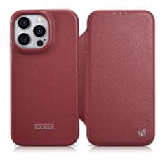 iCARER Usnjeni ovitek za iPhone 14 Pro z magnetno zaklopko MagSafe CE Premium Leather bordo barve