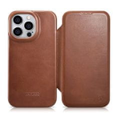 iCARER ce oil wax premium leather folio case usnjena torbica iphone 14 pro max magnetic flip magsafe brown (aki14220708-bn)