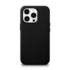 iCARER Usnjeni magnetni etui za iPhone 14 Pro z MagSafe Litchi Premium Leather Case črn