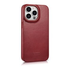 iCARER Usnjeni ovitek za iPhone 14 Pro Max z magnetno zaklopko MagSafe CE Oil Wax Premium Leather maroon