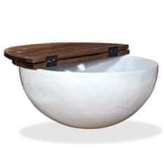 Vidaxl Klubska mizica iz trdnega predelanega lesa bela oblika sklede