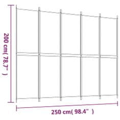 Vidaxl Paravan 5-delni rjav 250x200 cm blago