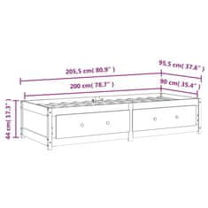 Vidaxl Dnevna postelja medeno rjava 90x200 cm trdna borovina