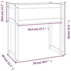 Vidaxl Visoka greda črna 78x40x81 cm trdna borovina