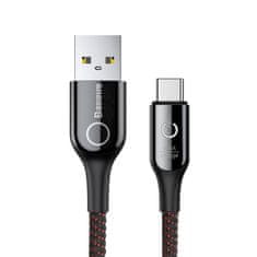 BASEUS Kabel iz USB v USB-C z diodo LED v obliki črke C QC 3.0 1 m (črn)