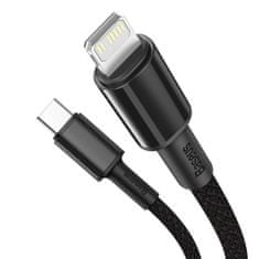 BASEUS Baseus pleteni kabel visoke gostote Type-C z Lightning, PD, 20 W, 1 m (črn)