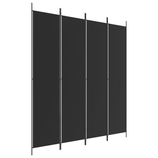 Vidaxl Paravan 4-delni 200x220 cm črno blago