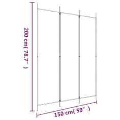 Vidaxl Paravan 3-delni rjav 150x200 cm blago