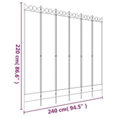 Vidaxl Paravan 6-delni bel 240x220 cm blago